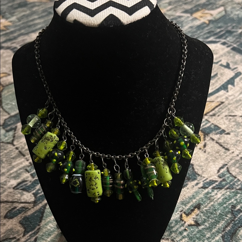 Elegant Green Glass Beaded Necklace